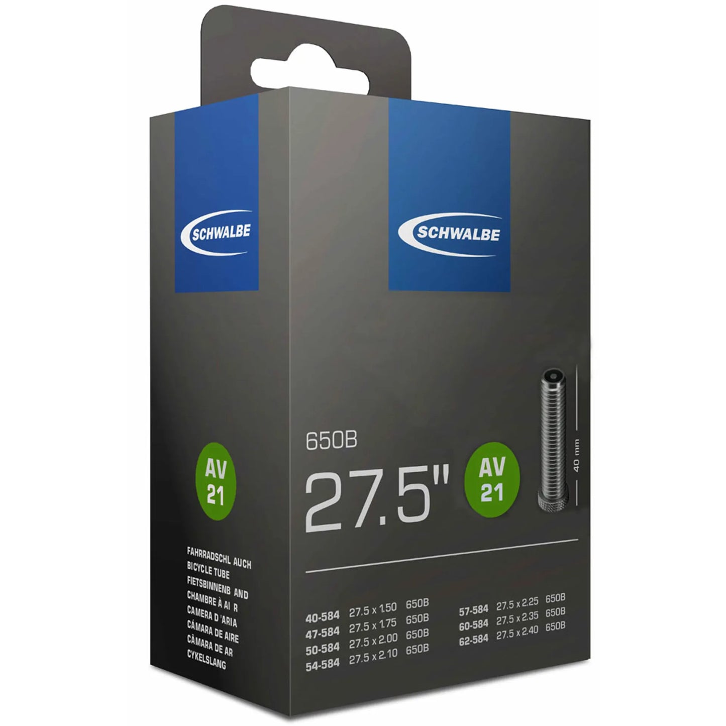 AV21 27.5 1.5/2.4 AV 40mm Inner Tube with Schrader Valve